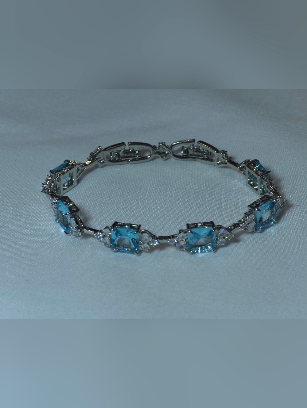 Swarovski Sparkling Bracelet – Aqua Crystals, Rhodium Plated